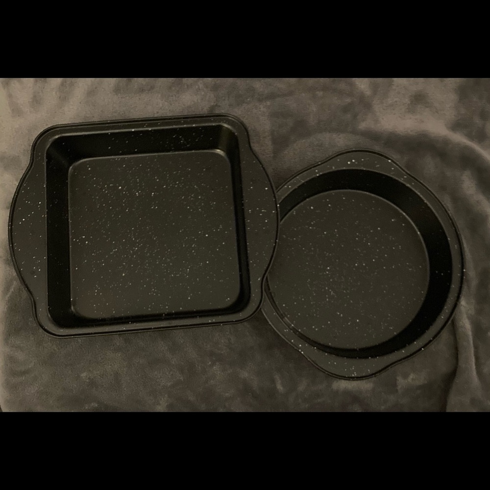 Vintage Square and circular black baking pans